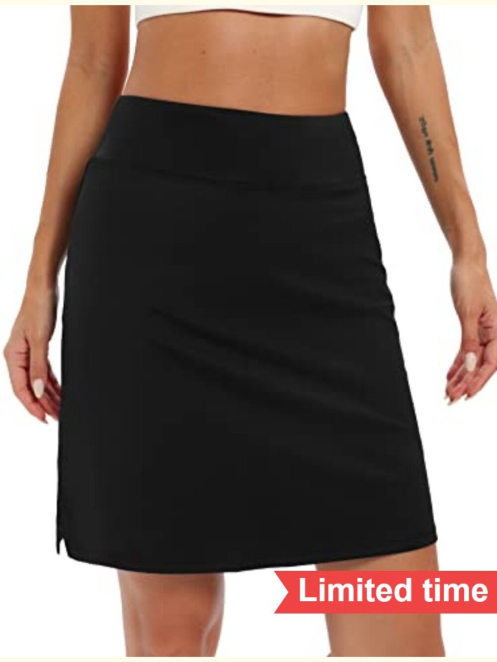 Knee Length Skort with Pockets High Waisted Golf Tennis Skirt